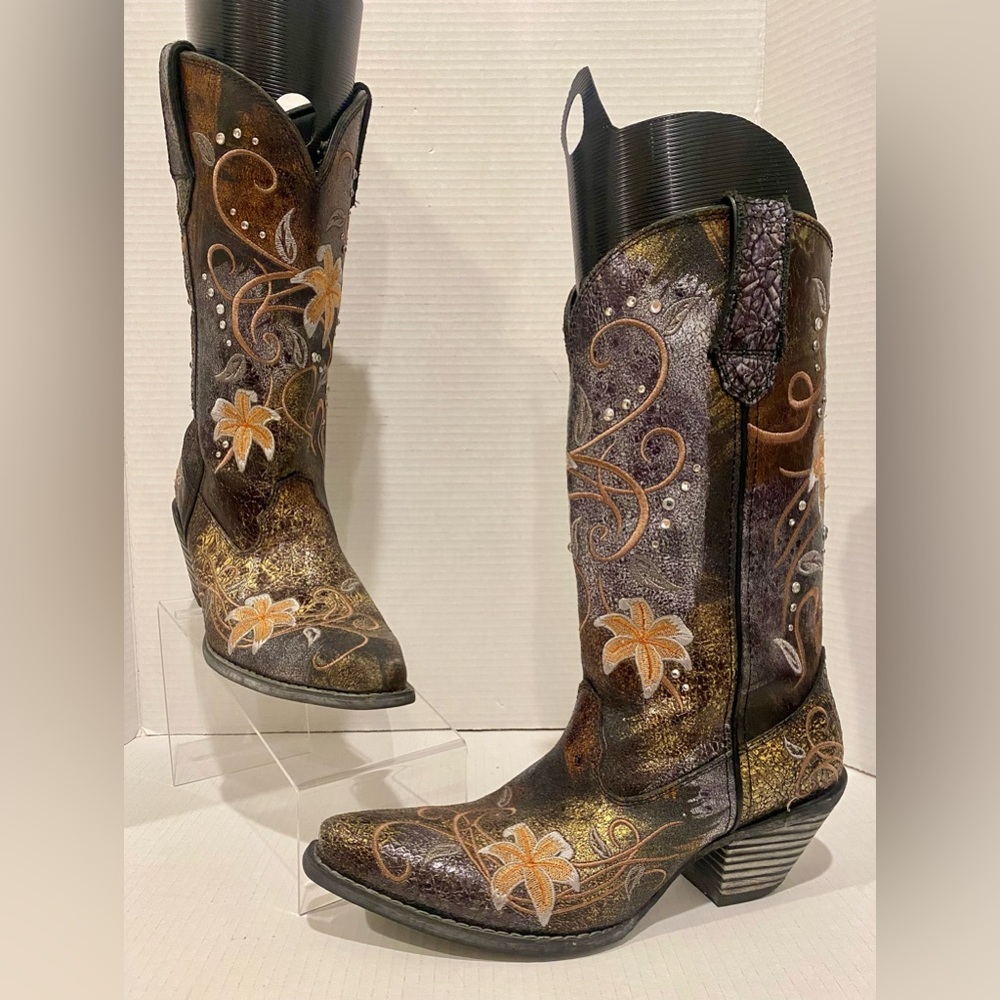 Crush by Durango 12” Rhinestone Embroidered Floral Western Cowboy Boots - Picture 2 of 11